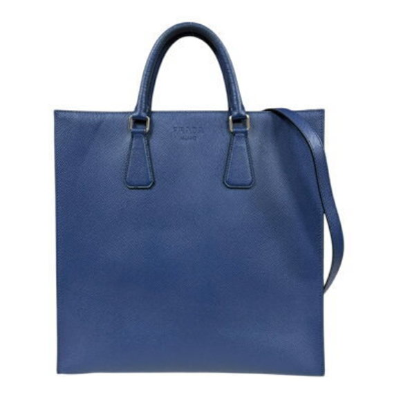 Prada Shoulder Bag Leather Blue - Picture 1 of 11